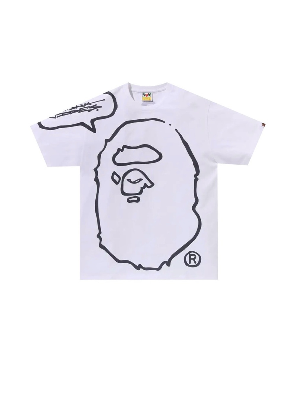 Bape White T-Shirt with Black Ape Head Outline
